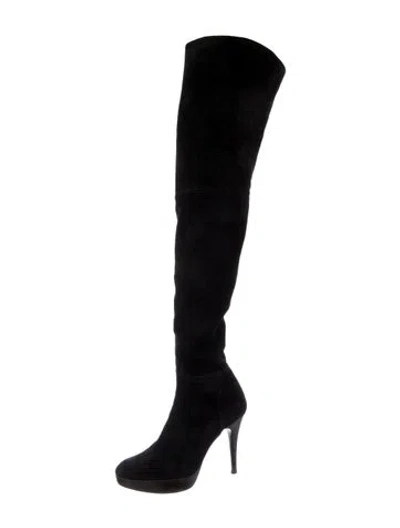 Pre-owned Stuart Weitzman Vintage Suede Boots In Black