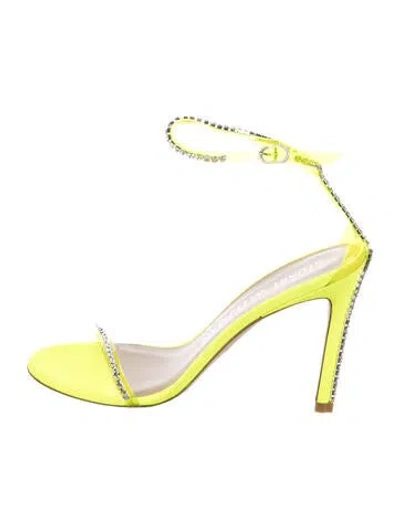 Pre-owned Stuart Weitzman Vinyl Crystal Embellishments Sandals In Yellow
