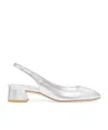 Stuart Weitzman Maeve Metallic Slingback Ballerina Pumps In White