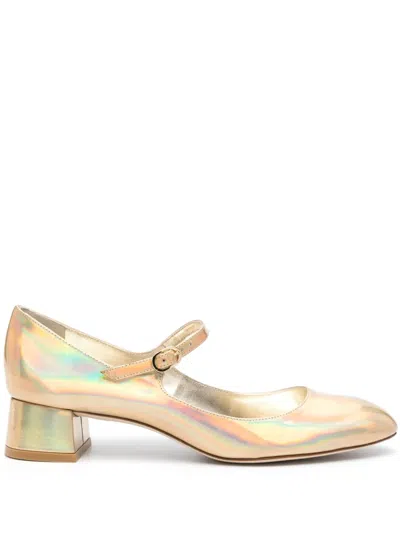 Stuart Weitzman Vivienne Mary Jane 35mm Pumps In Gold