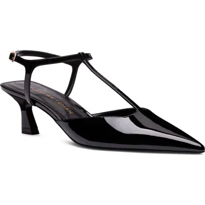 Stuart Weitzman Vne Patent Leather T-strap Pump In Black