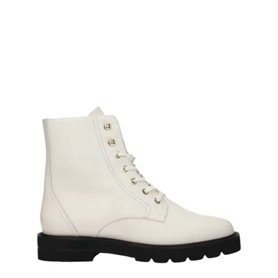 Stuart Weitzman White Leather Ankle