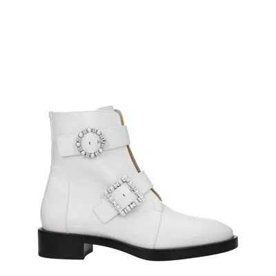 Stuart Weitzman White Leather Ankle
