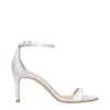 Stuart Weitzman White Leather Stiletto Heels Sandals In White