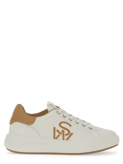 STUART WEITZMAN WHITE LOGO SNEAKERS