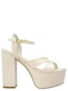 Stuart Weitzman 'squarehigh' Open Toe Sandals With Platform Sole In White