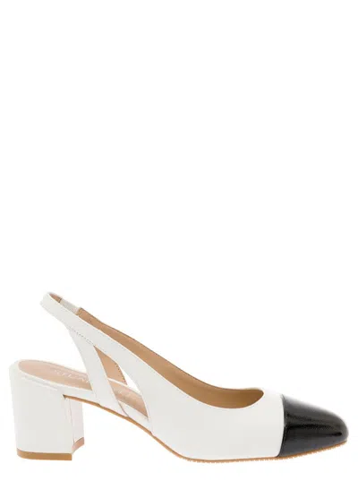 STUART WEITZMAN WHITE SLINGBACK WITH CONTRASTING TOE IN SMOOTH LEATHER WOMAN