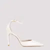 STUART WEITZMAN WHITE STUART 100 PATENT LEATHER PUMPS