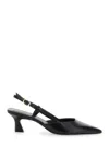 Stuart Weitzman 'winnie' Black Slingback Pumps Wirh Medium Heel In Leather Woman