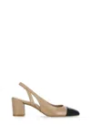 Stuart Weitzman Beige Slingback With Contrasting Toe In Beige