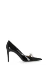 Stuart Weitzman Bow Detail Patent Leather Pointed Toe Pumps In Black