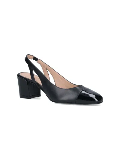 STUART WEITZMAN 'SLEEK' BLACK SLINGBACK PUMPS WITH BLOCK HEEL IN LEATHER WOMAN