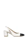 Stuart Weitzman Sleek 50 Calf Leather Slingback Pumps In White