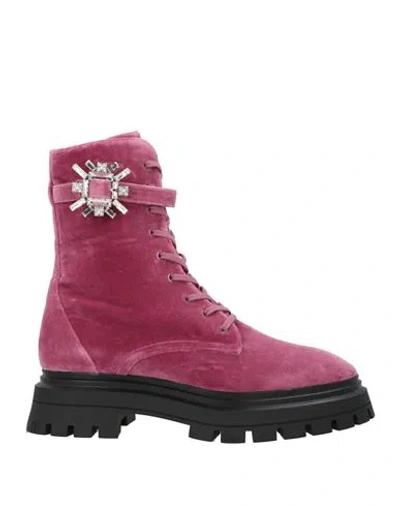 Stuart Weitzman Woman Ankle Boots Antique Rose Size 10.5 Textile Fibers In Pink