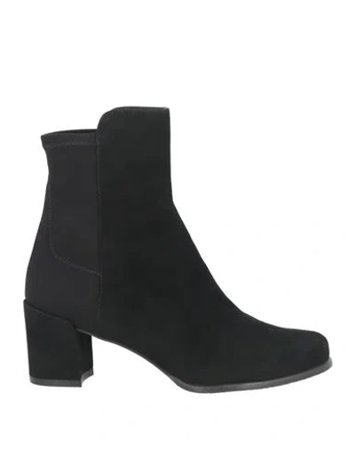 Stuart Weitzman Woman Ankle Boots Black Size 3.5 Leather, Textile Fibers