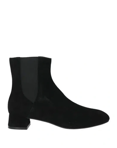 Stuart Weitzman Woman Ankle Boots Black Size 4.5 Leather, Textile Fibers
