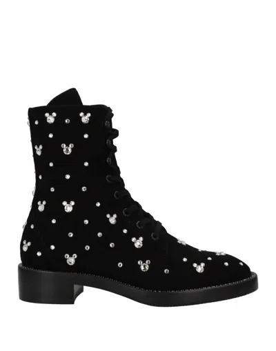 Stuart Weitzman Crystal-embellished Block Heel Boots In Black