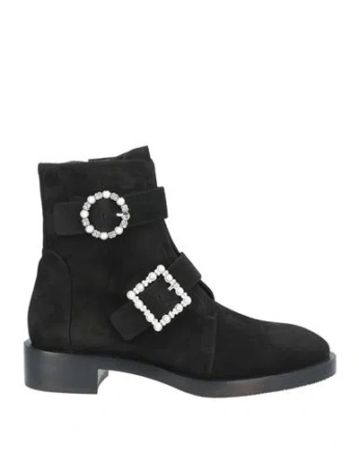 Stuart Weitzman Woman Ankle Boots Black Size 7.5 Leather