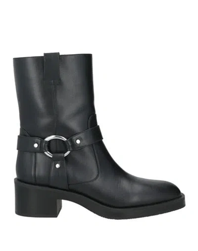 Stuart Weitzman Woman Ankle Boots Black Size 9.5 Leather