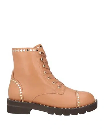 Stuart Weitzman Woman Ankle Boots Camel Size 6.5 Calfskin In Brown
