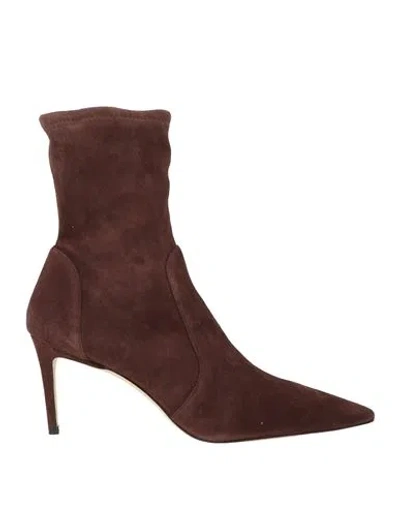 Stuart Weitzman Woman Ankle Boots Chocolate Brown Size 8 Leather