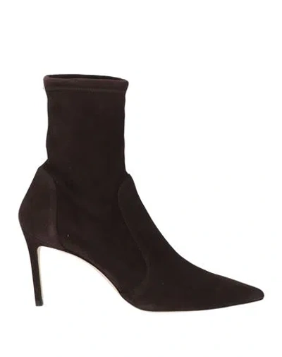 Stuart Weitzman Woman Ankle Boots Chocolate Brown Size 8.5 Leather In Multi
