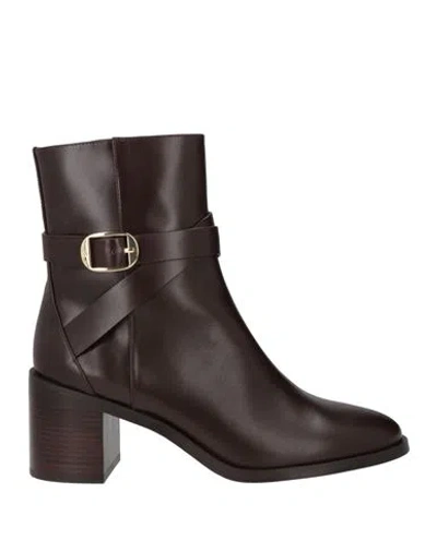 Stuart Weitzman Woman Ankle Boots Dark Brown Size 10 Leather