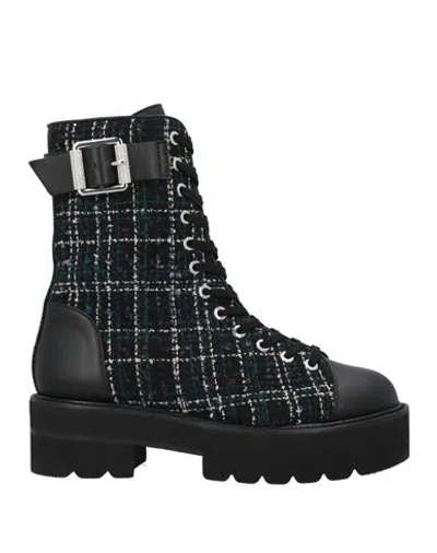 Stuart Weitzman Woman Ankle Boots Green Size 5.5 Calfskin, Textile Fibers