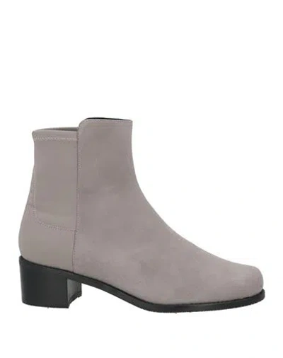 Stuart Weitzman Woman Ankle Boots Grey Size 6.5 Soft Leather, Textile Fibers In Gray