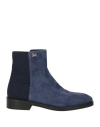 Stuart Weitzman Woman Ankle Boots Navy Size 7 Leather, Textile Fibers In Navy Blue