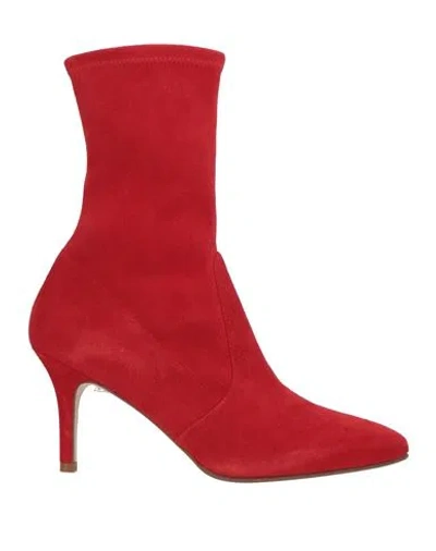 Stuart Weitzman Woman Ankle Boots Red Size 7.5 Leather