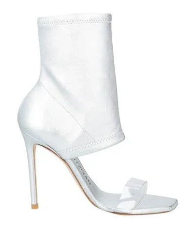 Stuart Weitzman Woman Ankle Boots Silver Size 6.5 Leather