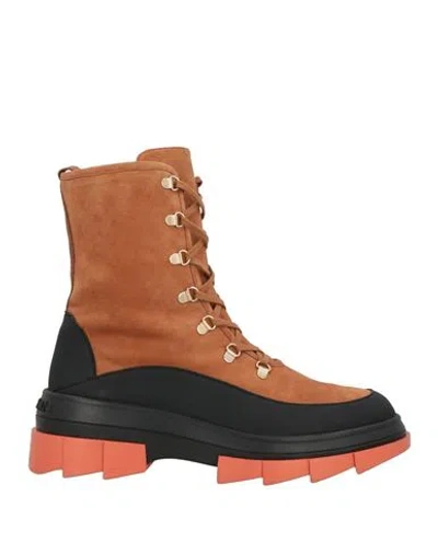 Stuart Weitzman Woman Ankle Boots Tan Size 10.5 Leather In Brown