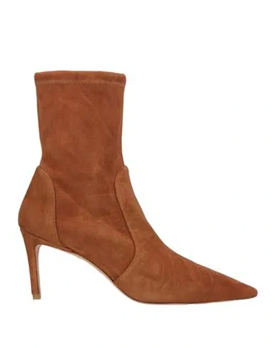 Stuart Weitzman Woman Ankle Boots Tan Size 5.5 Leather In Brown