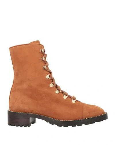 Stuart Weitzman Woman Ankle Boots Tan Size 7.5 Leather In Brown