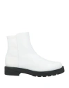 Stuart Weitzman Woman Ankle Boots White Size 7.5 Leather, Textile Fibers