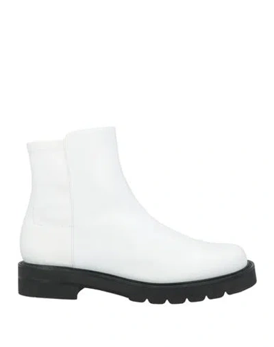 Stuart Weitzman Woman Ankle Boots White Size 7.5 Leather, Textile Fibers
