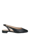 Stuart Weitzman Sleek Patent-leather And Leather Slingback Flats In Black
