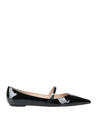 Stuart Weitzman Woman Ballet Flats Black Size 8 Leather