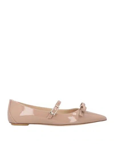 Stuart Weitzman Woman Ballet Flats Blush Size 8 Leather In Neutral