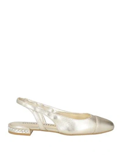 Stuart Weitzman Woman Ballet Flats Gold Size 7.5 Leather In Multi