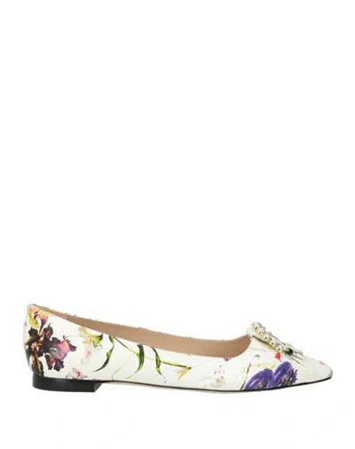 Stuart Weitzman Woman Ballet Flats Ivory Size 7.5 Calfskin In White