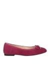 Stuart Weitzman Woman Ballet Flats Magenta Size 5 Leather In Purple