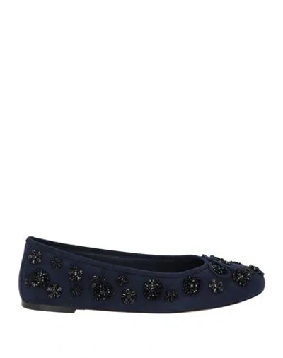 Stuart Weitzman Woman Ballet Flats Navy Size 8 Leather