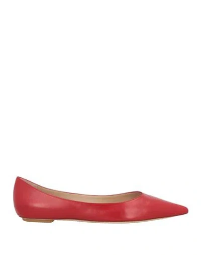 Stuart Weitzman Woman Ballet Flats Red Size 7.5 Leather