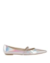 Stuart Weitzman Emilia Mary Jane Flat In Silver