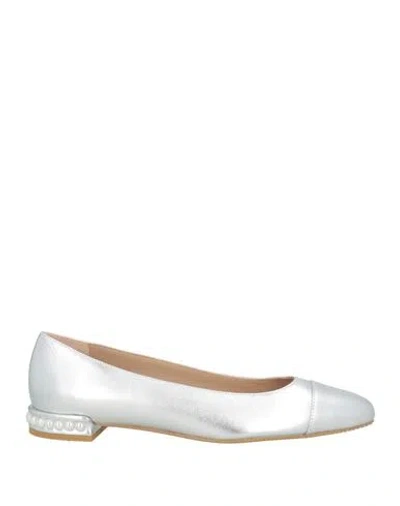 Stuart Weitzman Woman Ballet Flats Silver Size 7 Leather
