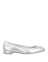 Stuart Weitzman Woman Ballet Flats Silver Size 7.5 Leather