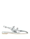 Stuart Weitzman Woman Ballet Flats Silver Size 7.5 Leather