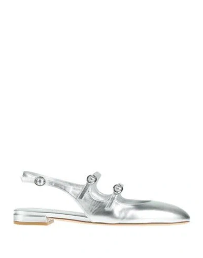 Stuart Weitzman Woman Ballet Flats Silver Size 7.5 Leather
